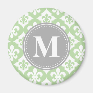 Imán Monograma de gris verde de la menta de la pluma de