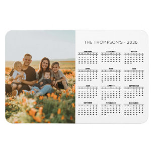 Imán Monograma de la foto familiar 2026 Calendario 12 m