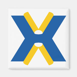 Imán Monograma de letra X azul y amarillo