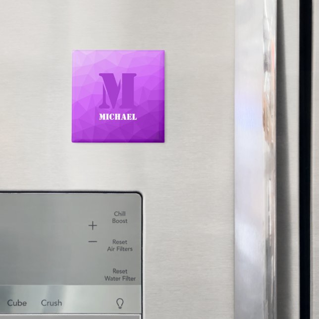 Imán Monograma de malla geométrica púrpura (In situ (nevera))