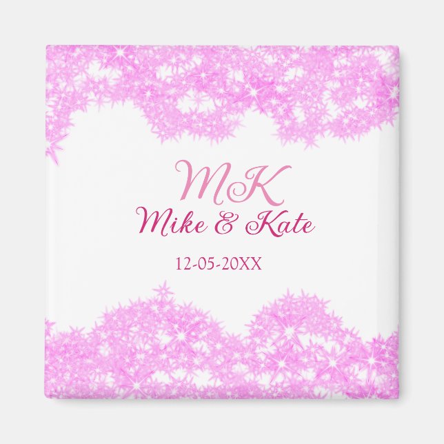 Imán Monograma de nombre de pareja con fecha de agregad (Frente)