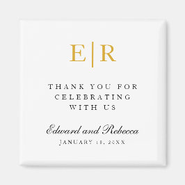 Imán Monograma de oro Gracias Elegante Favor de Boda