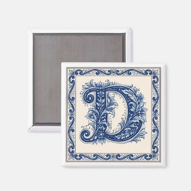 Imán Monograma de Patrimonio Noruego - Azul (Anverso/Reverso)