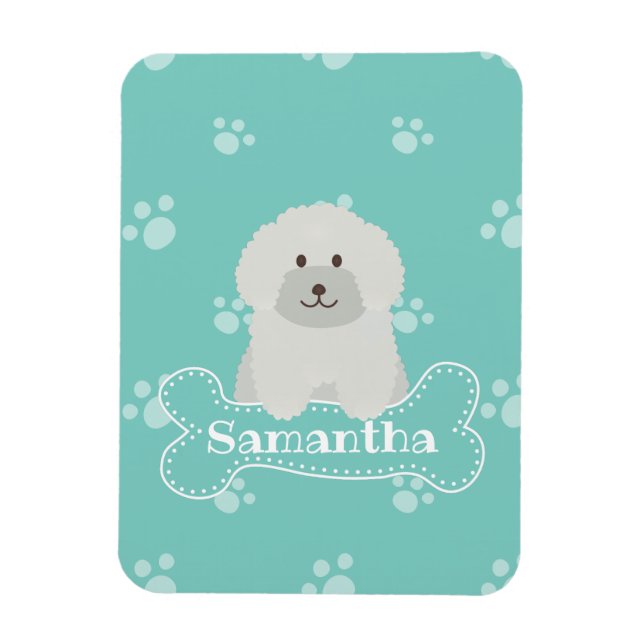 Imán Monograma de Perro Perro de Cachorro Blanco Cura F (Vertical)