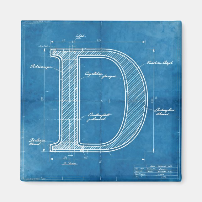 Imán Monograma de plano de letra D (Frente)