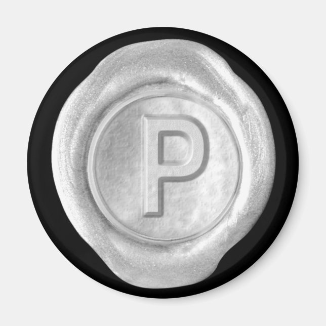 Imán monograma de sellado de cera - Plata - Estilo (Frente)