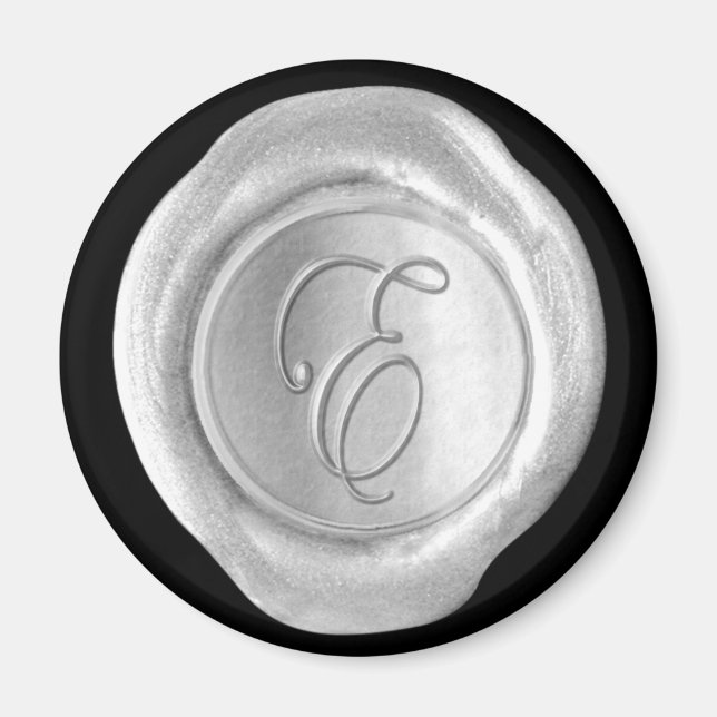 Imán monograma de sello de cera - Plata - Estilo d (Frente)