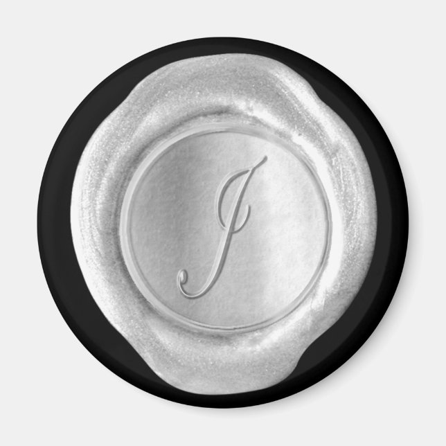 Imán monograma de sello de cera - Plata - Estilo d (Frente)