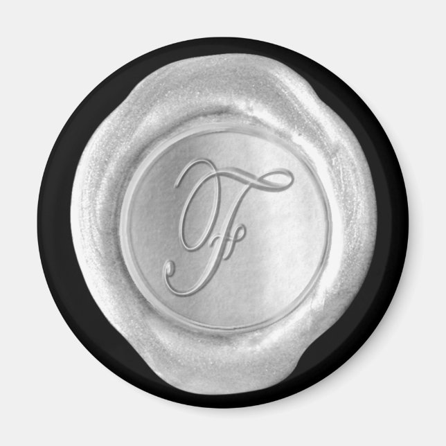 Imán monograma de sello de cera - Plata - Estilo d (Frente)