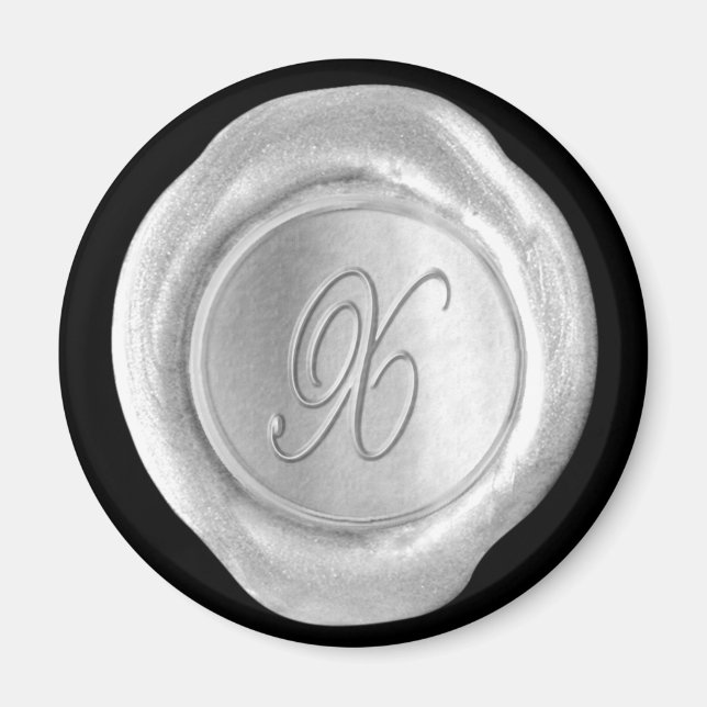Imán monograma de sello de cera - Plata - Estilo d (Frente)
