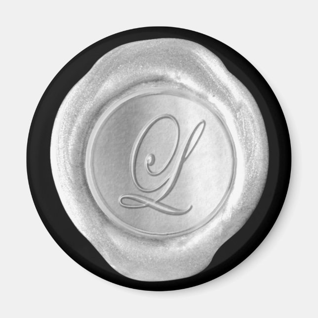 Imán monograma de sello de cera - Plata - Estilo d (Frente)