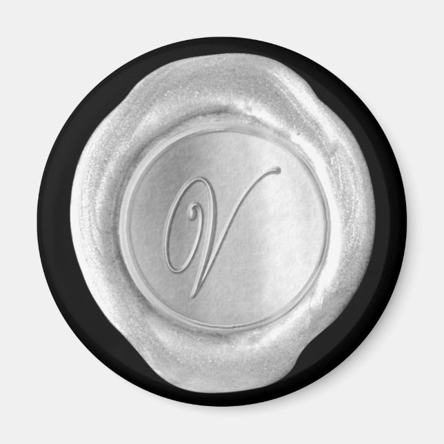 Imán monograma de sello de cera - Plata - Estilo d (Frente)