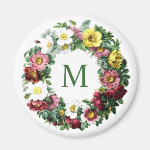 Imán Monograma de vendaje floral