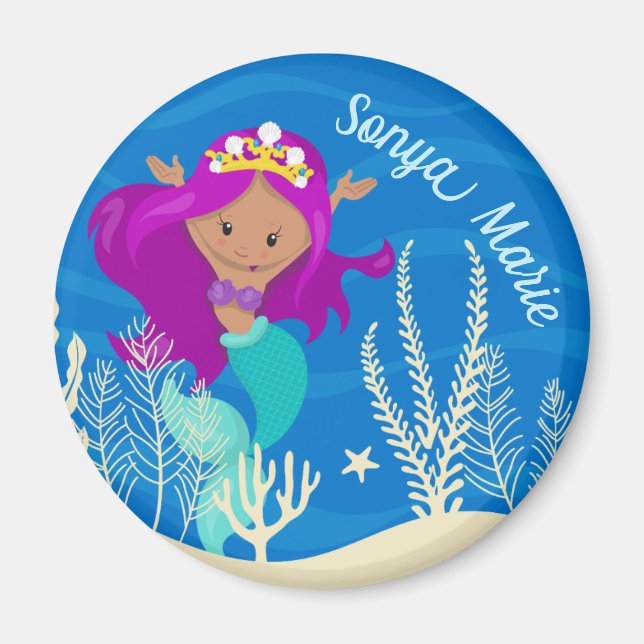 Imán Monograma del Océano Azul Chica de Sirena de bonit (Frente)