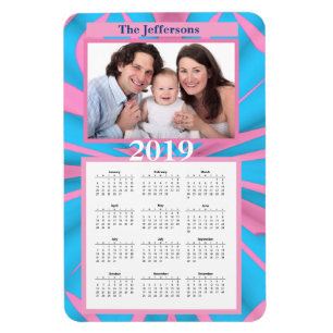 Imán Monograma del patrón abstracto rosa y azul moderno