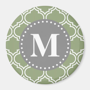Imán Monograma del patrón de entramado marroquí verde o