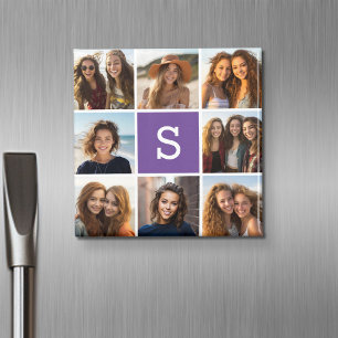 Imán Monograma del Personalizado de berenjena y Collage