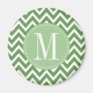 Imán Monograma del Personalizado de cheurón verde
