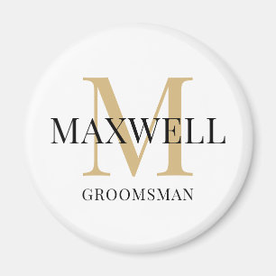 Imán Monograma del Personalizado de oro negro de Grooms