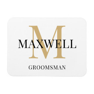 Imán Monograma del Personalizado Groomsman Minimalista 