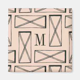 Imán Monograma  Diseño Rectángulo Geométrico X