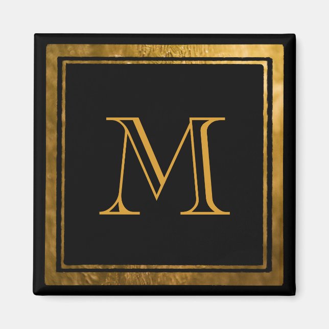 Imán Monograma Elegante con Hoja de Oro (Frente)