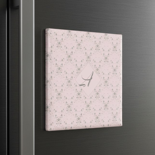 Imán Monograma elegante simple del patrón Purpurina ros (Subido por el creador)