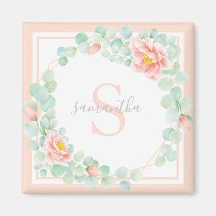 Imán Monograma Eucalyptus Deja La Ensalchada De Pena Fl