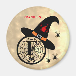 Imán Monograma F Halloween Sky Witch Spider Name