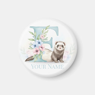 Imán Monograma Floral Personalizado 'F' con Hurón Adora