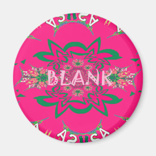 Imán Monograma floral rosa vivo con tono púrpura para b