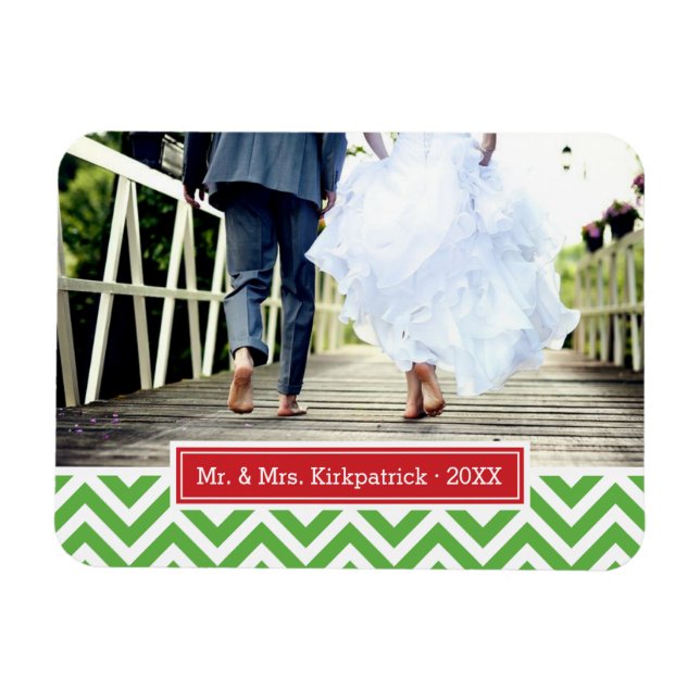 Imán Monograma fotográfico Chevron Holiday (Horizontal)