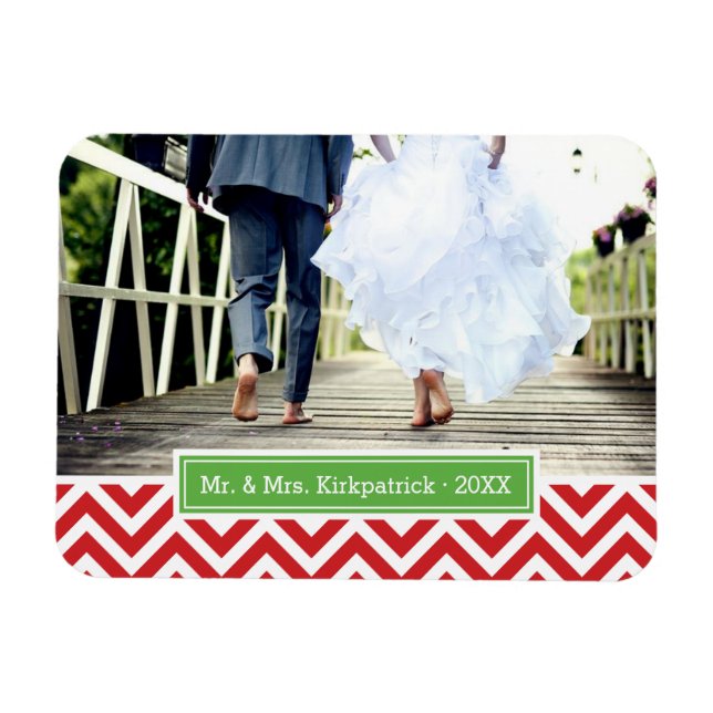 Imán Monograma fotográfico Chevron Holiday (Horizontal)