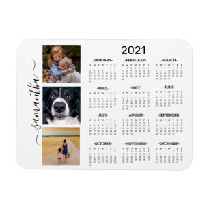 Imán Monograma fotográfico de año completo 2021 manuscr