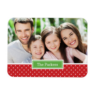 Imán Monograma fotográfico para vacaciones en Polkadot