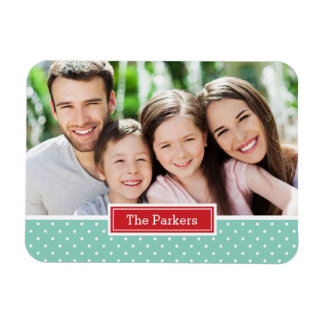 Imán Monograma fotográfico para vacaciones en Polkadot