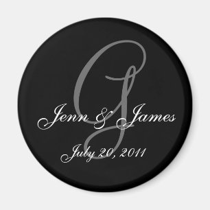 Imán Monograma G Boda Bride Groom Date Magnet
