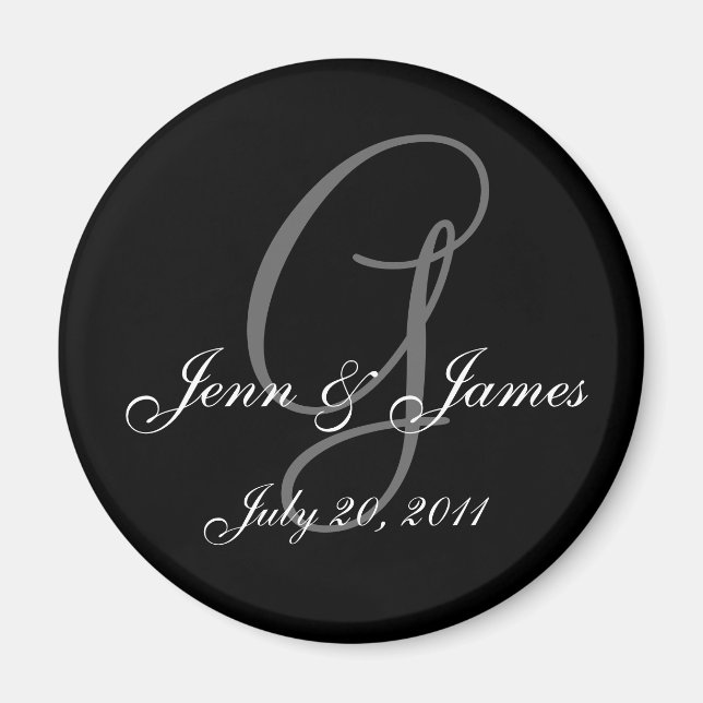 Imán Monograma G Boda Bride Groom Date Magnet (Frente)