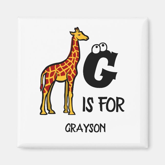 Imán Monograma G de personalizado es para jirafas linda (Frente)