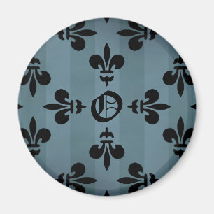 Imán Monograma gótico elegante O de la flor de lis del