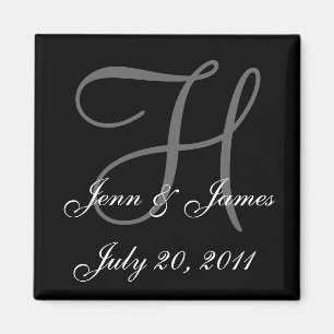Imán Monograma H Boda Bride Groom Date Magnet