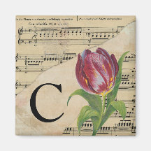 Monograma inicial de música de hojas de tulipán pú