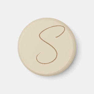 Imán Monograma inicial manuscrito Beige-clásico