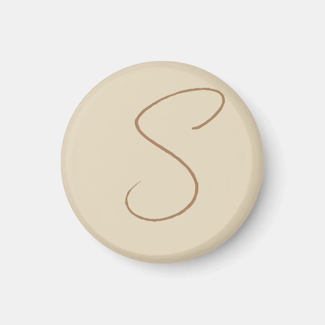 Imán Monograma inicial manuscrito Beige-clásico (Frente)