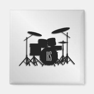 Imán Monograma juego de tambor plateado