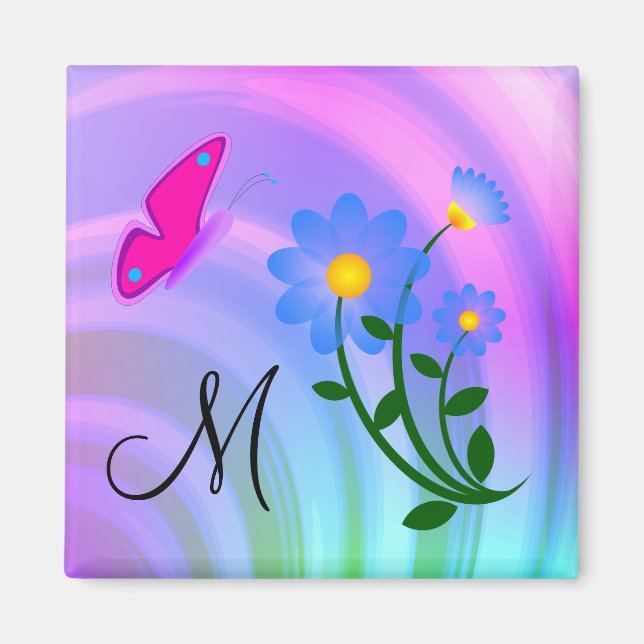Imán Monograma M Flower Butfly Magnet (Frente)