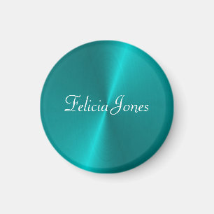 Imán Monograma metalizado brillante azul