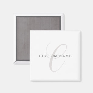 Imán Monograma moderno elegante Gris y blanco (editab