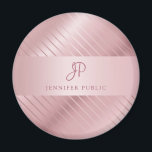Imán Monograma moderno elegante Rosa plantilla de oro<br><div class="desc">Monograma Moderno y Elegante Planta Dorada Rosa Imán Redondo.</div>