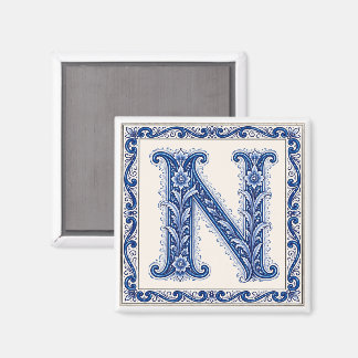Imán Monograma N de Herencia Noruega - Azul